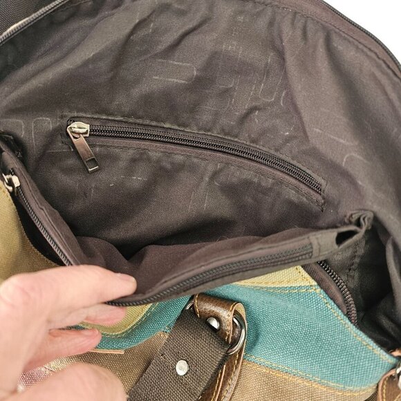 Manjianghong Multi Canvas Leather Crossbody Shoulder Handbag Large Capacity Tote - Picture 13 of 15